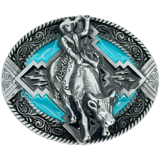 Bull Riding Cowboy Belt Buckle