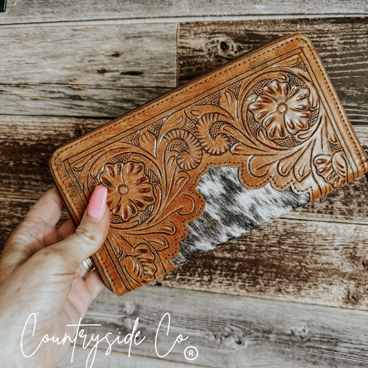 Juliet Tooled Leather Cowhide Wallet by Countryside Co.