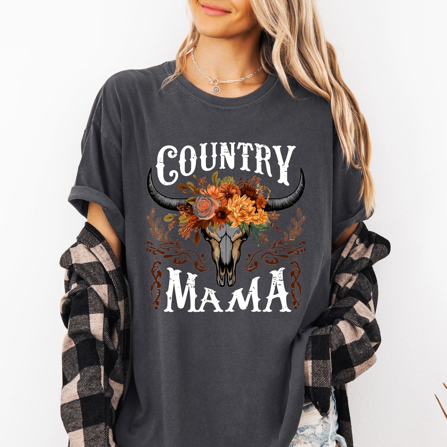 Country Mama, Skull, Western, Country, Mother's Day Tshirt Comfort Colors T-Shirt