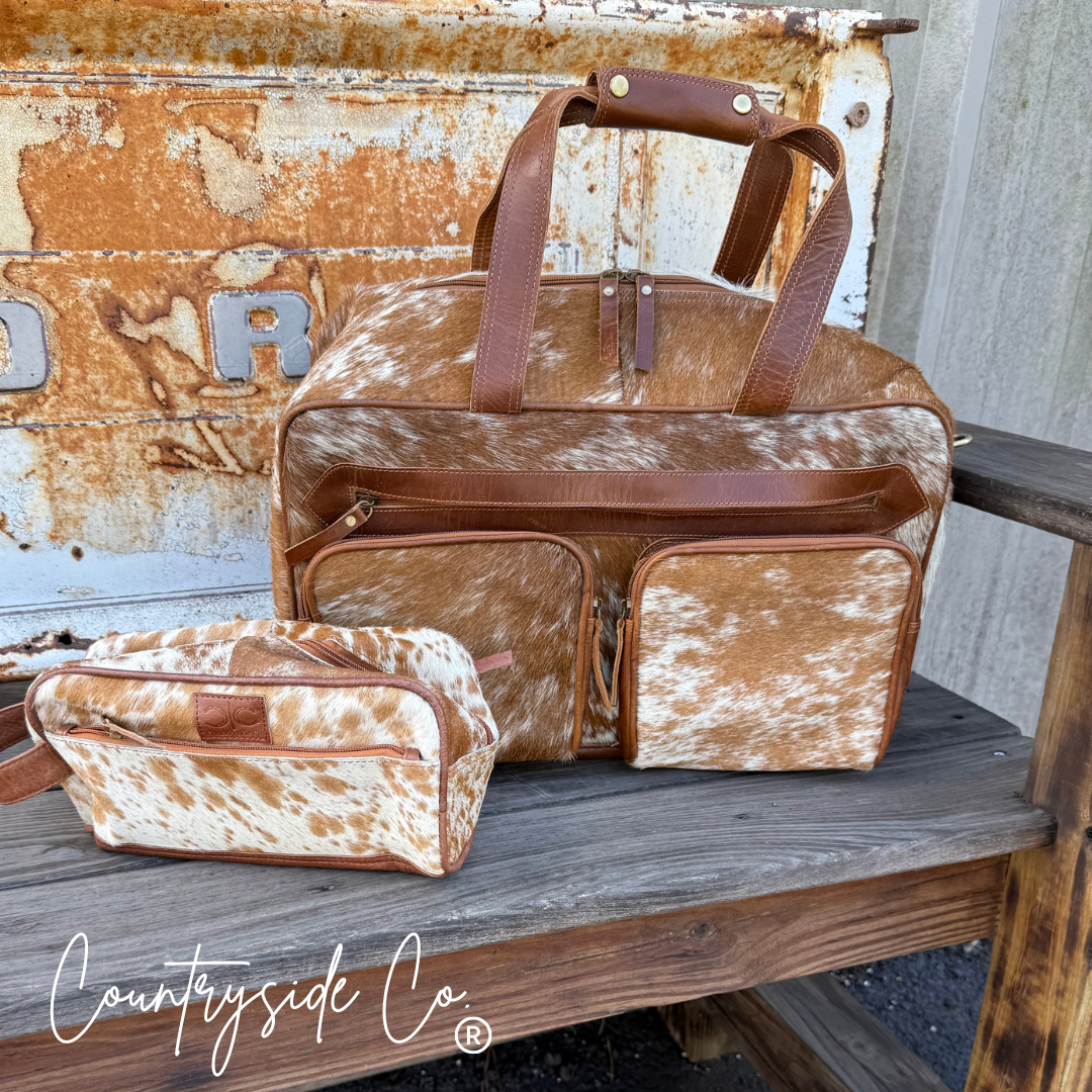 Saddlemen Cowhide Duffle Bag and Cowhide Toiletry Bag BUNDLE