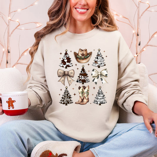Cowboy Christmas, Western, Christmas Trees, Cowboy Hat, Boots, Western, Country, Santa Sweatshirt