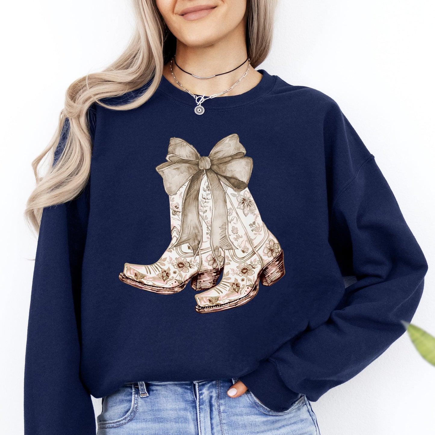 Cowgirl Boots, Ribbon, Floral, Colorful, Western, Country Sweatshirt