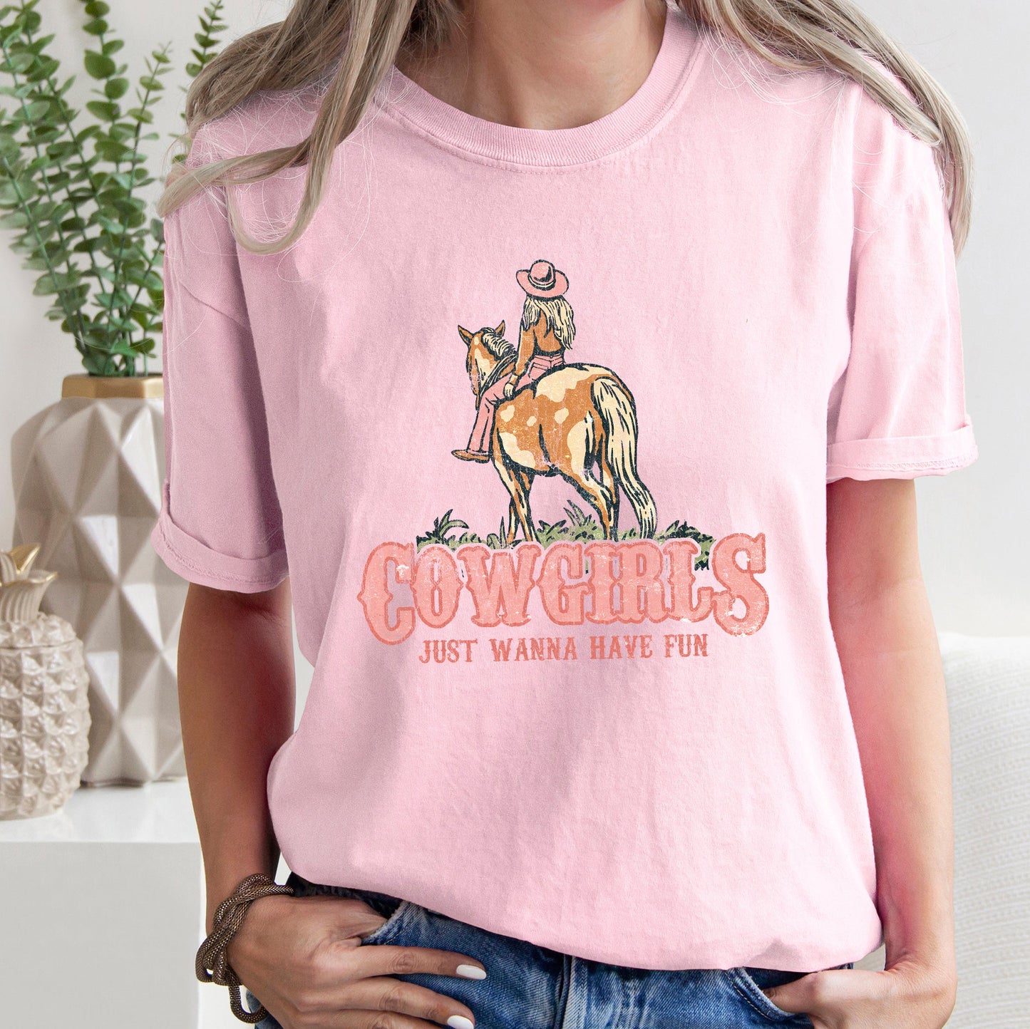 Cowgirl Just Want To Have Fun, Horse, Western, Cowboy,Tshirt Comfort Colors T-Shirt