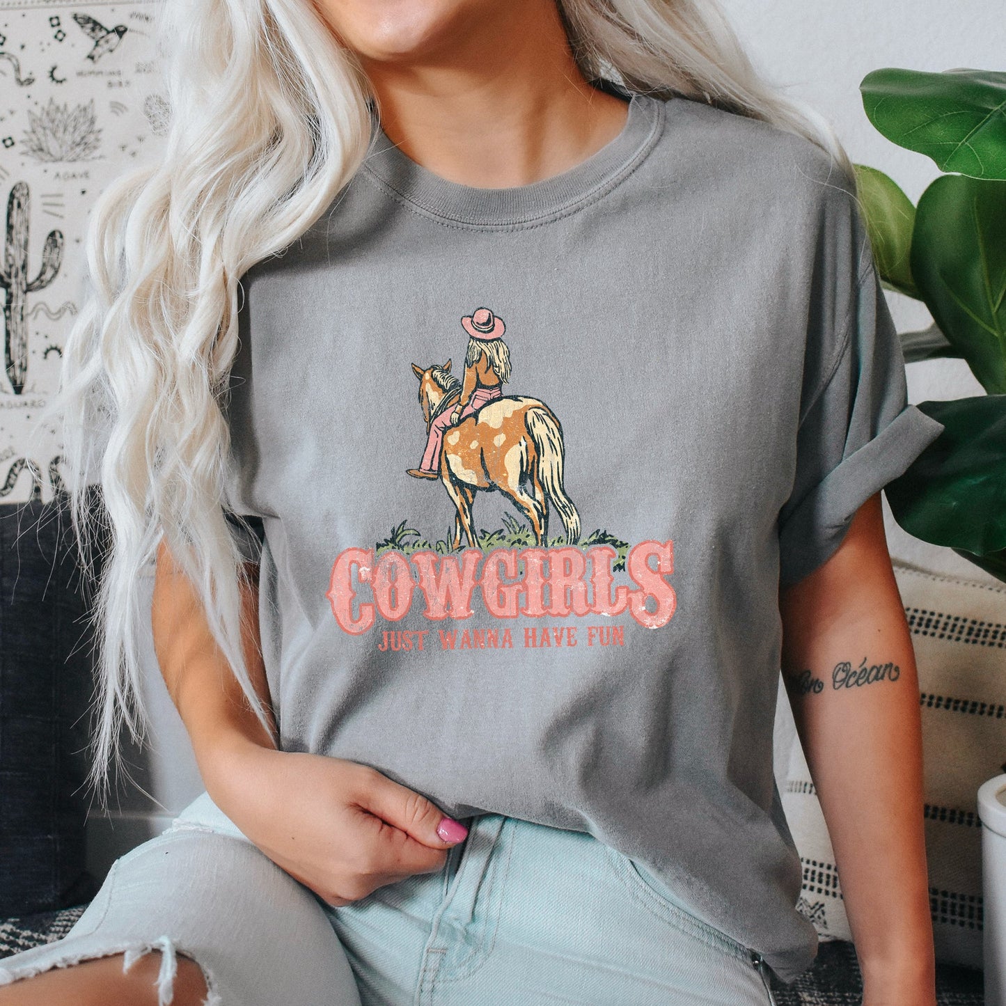 Cowgirl Just Want To Have Fun, Horse, Western, Cowboy,Tshirt Comfort Colors T-Shirt