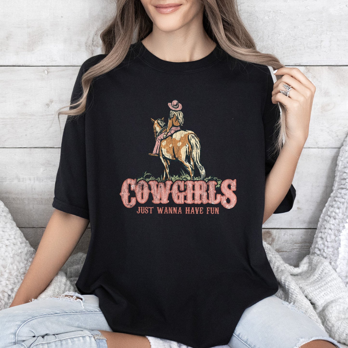 Cowgirl Just Want To Have Fun, Horse, Western, Cowboy,Tshirt Comfort Colors T-Shirt