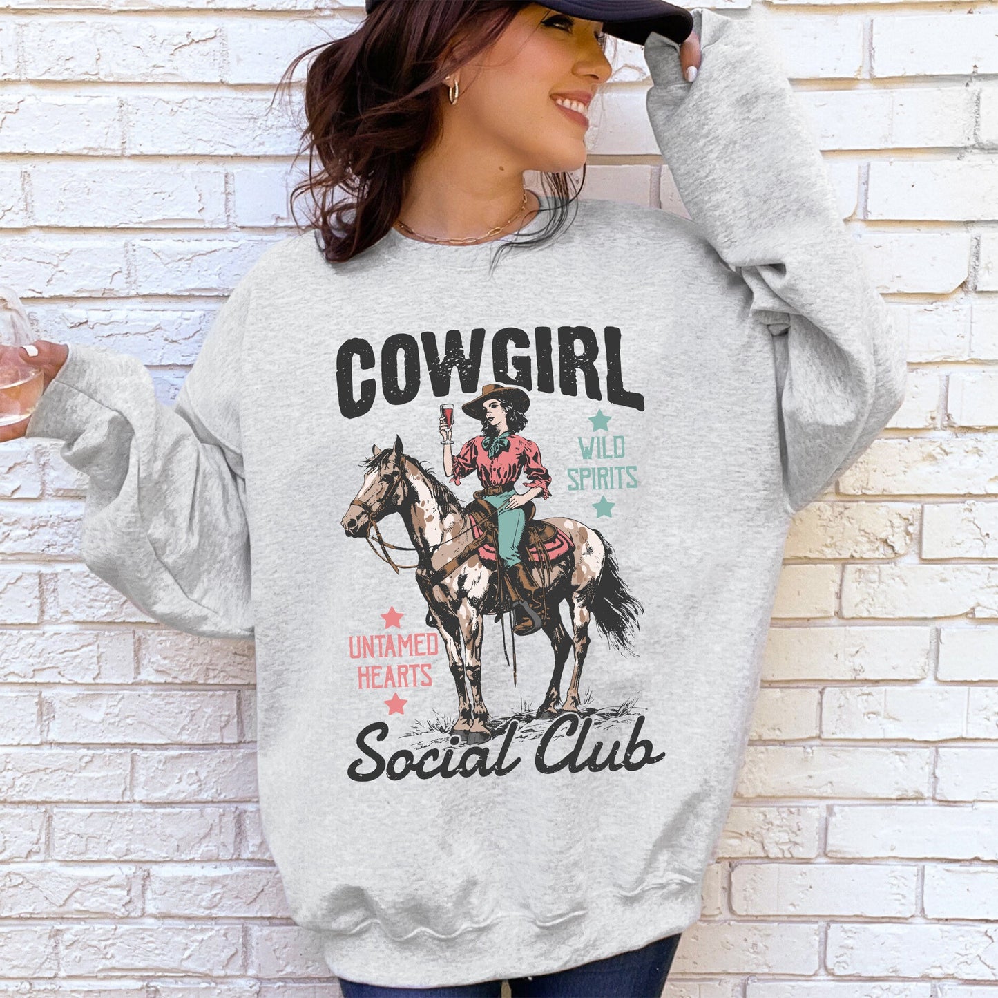 Cowgirl Social Club, Western, Country, Horse Sweatshirt