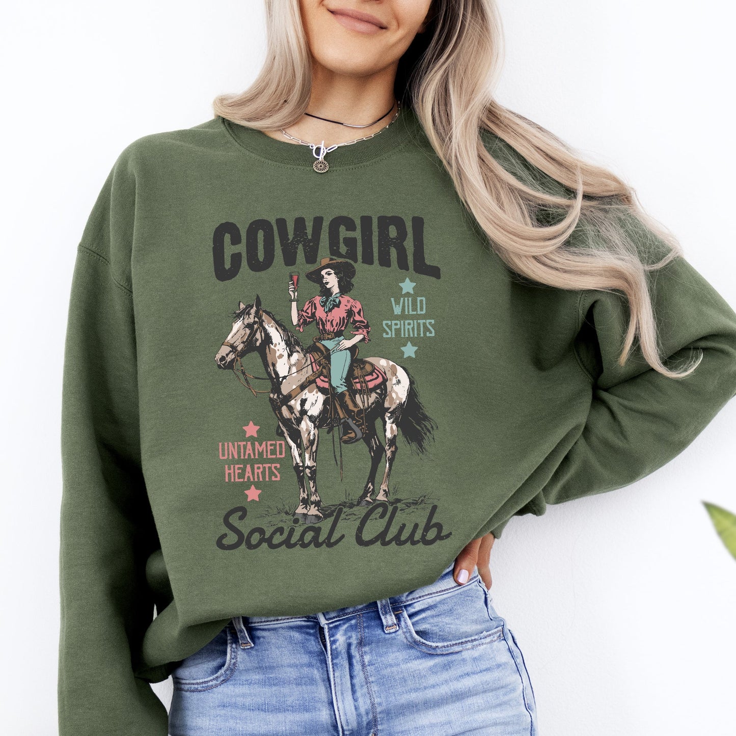 Cowgirl Social Club, Western, Country, Horse Sweatshirt