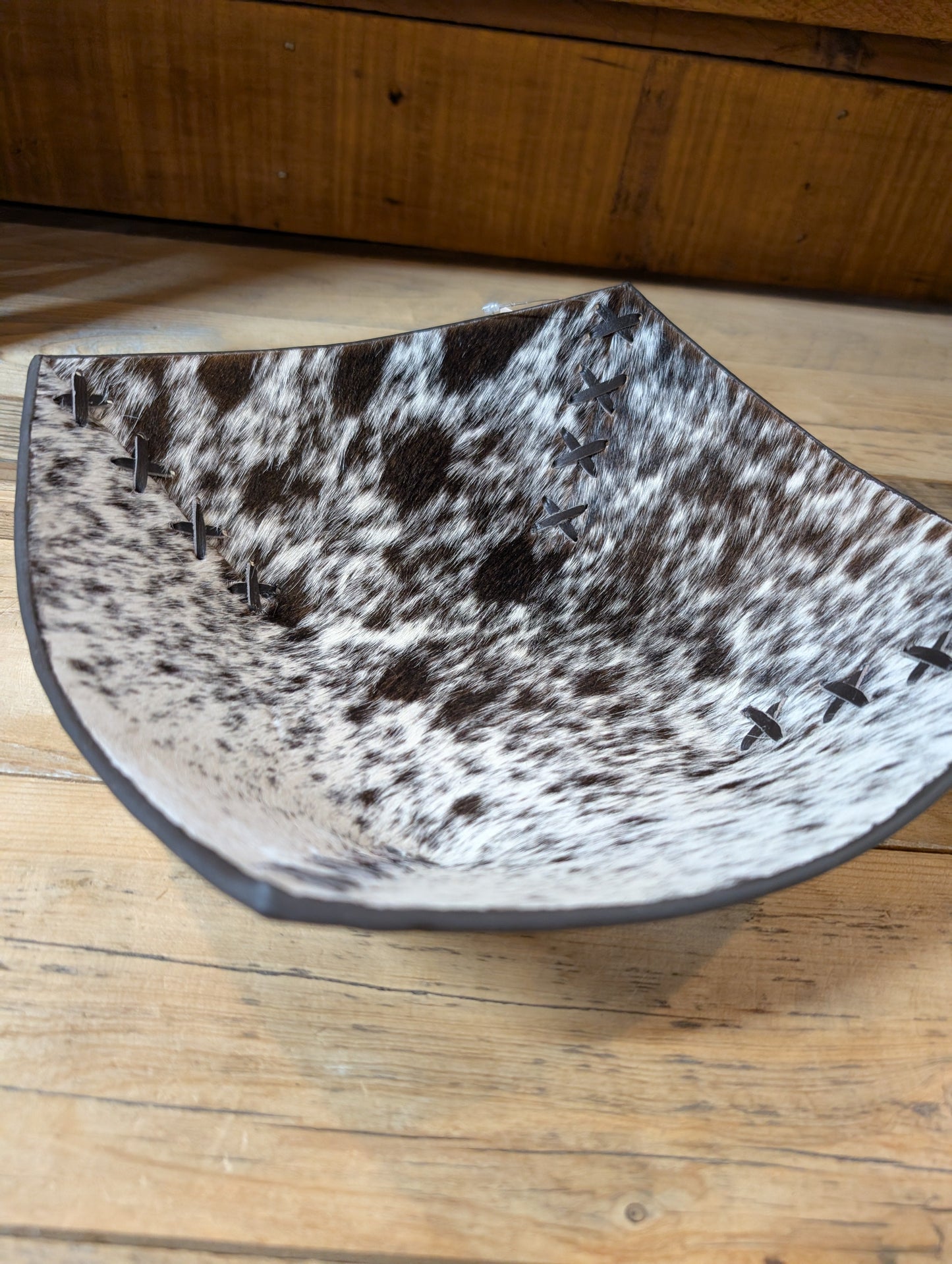 Cowhide Bowls with Leather