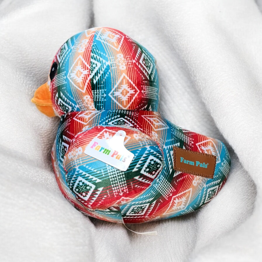 Red Aztec plush duck-medium farm pal