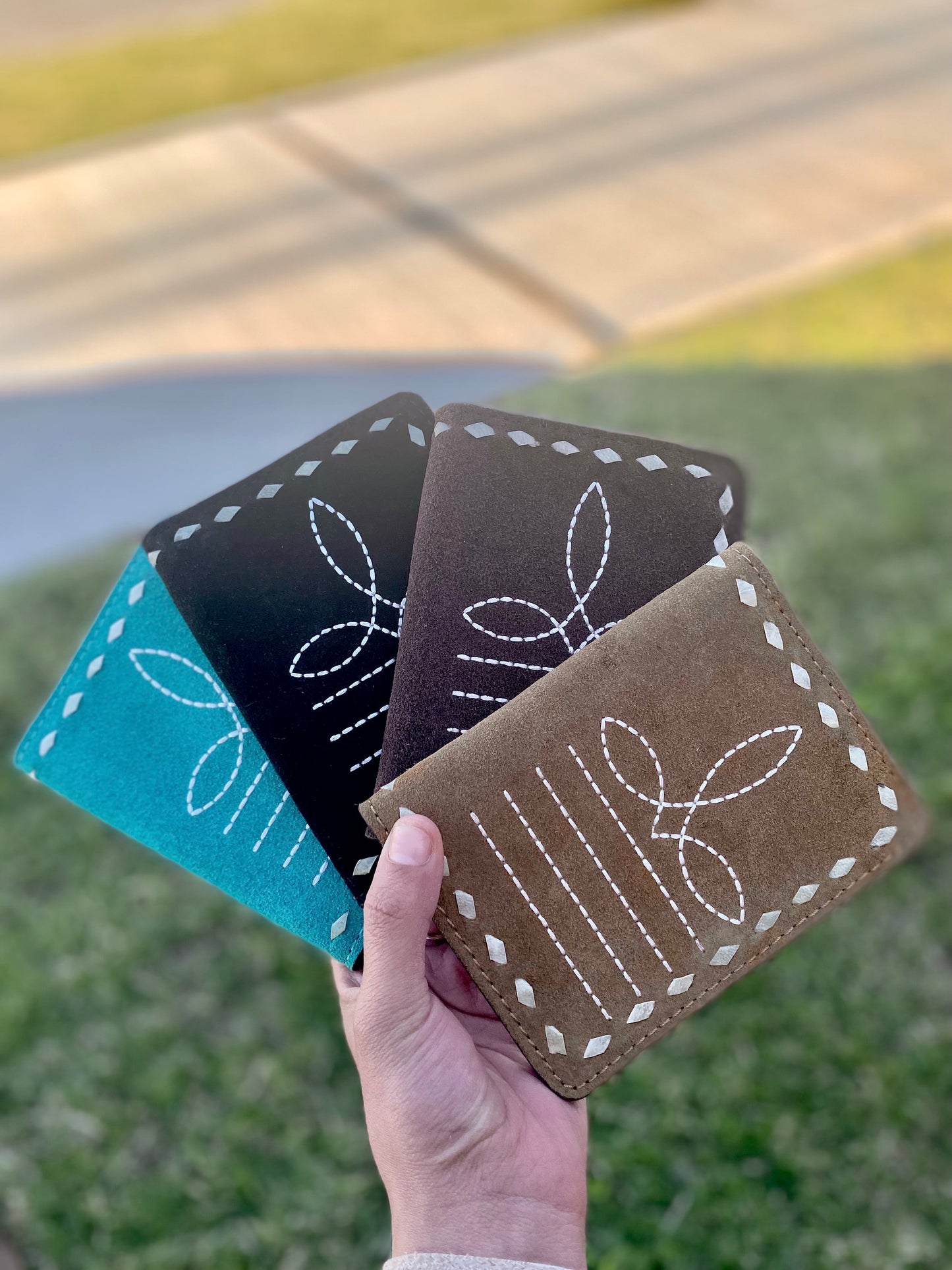 Black BootStitch Suede Leather Passport Cover