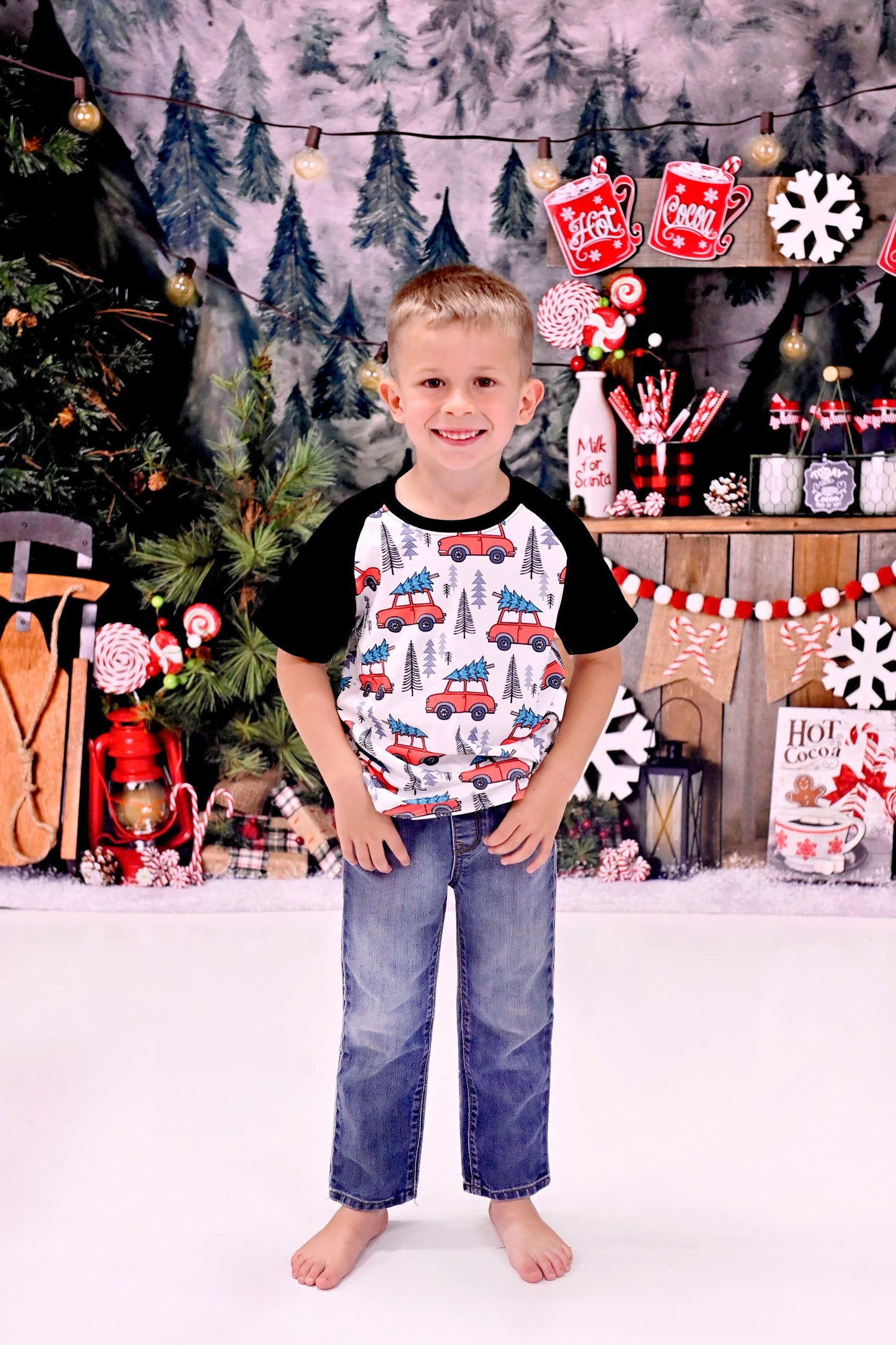 Christmas Car Short Sleeve Raglan