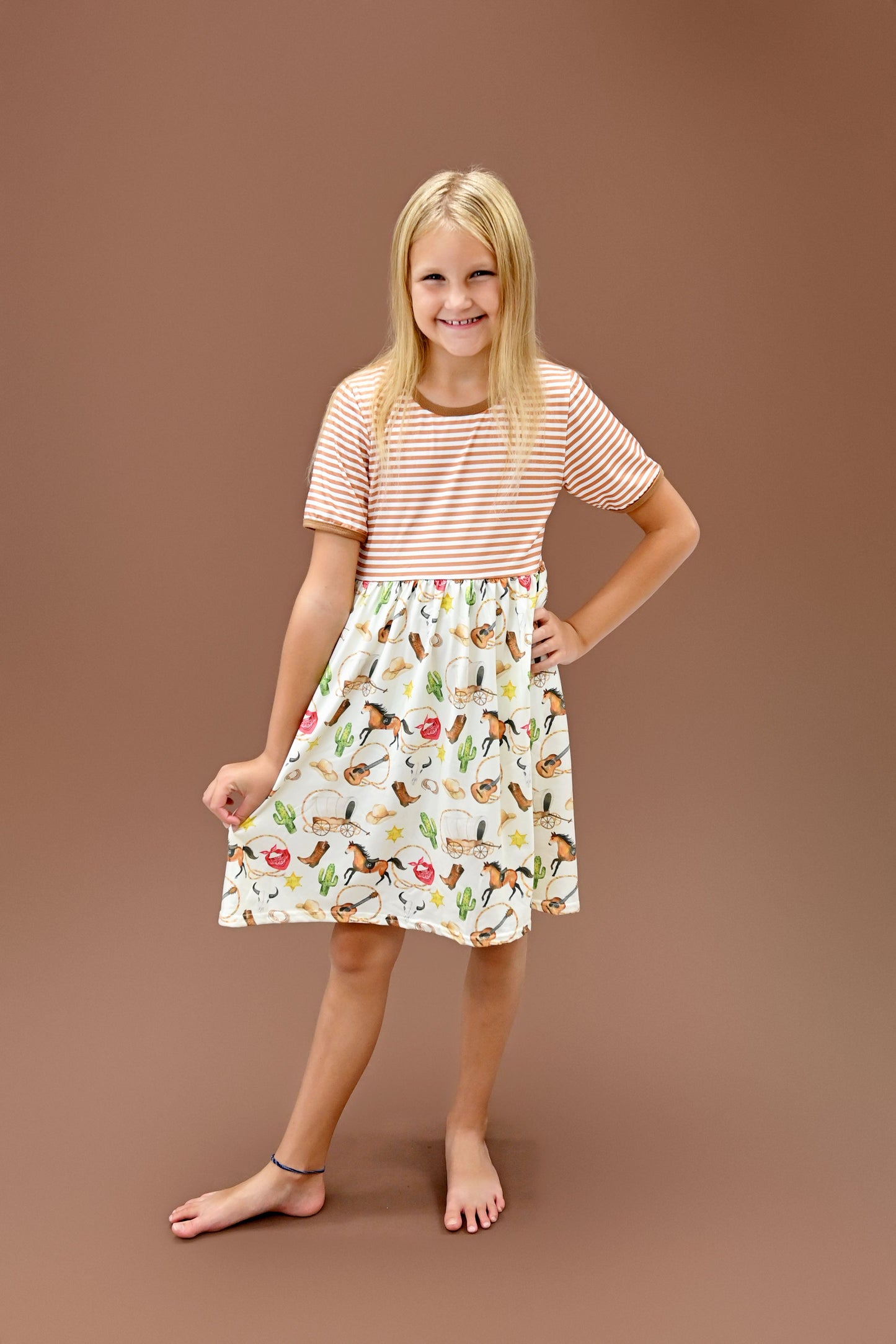 Ole Town Road Short Sleeve Milk Silk Dress