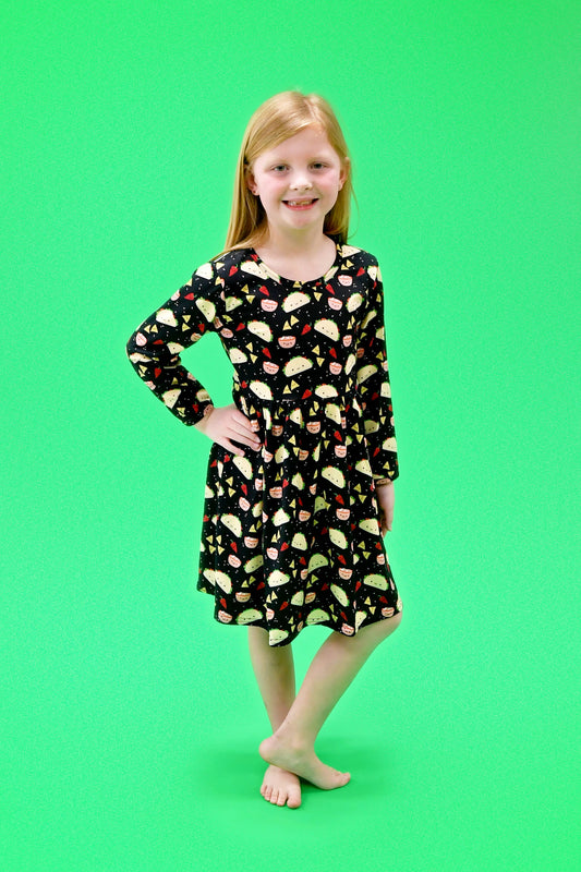 Taco Long Sleeve Milk Silk Dress