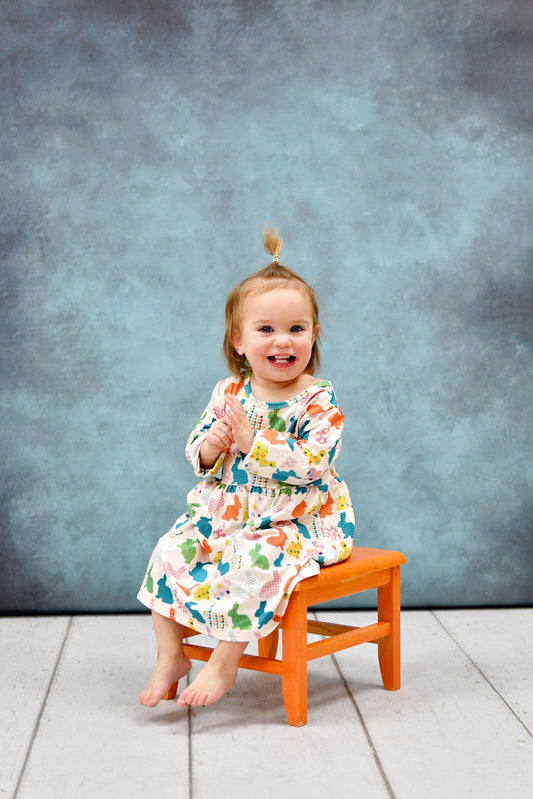 Pale Bunnies Long Sleeve Milk Silk Dress