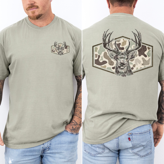 Deer Hunting, Camo, Camouflage, Dad, Father's Day, Husband, Guy Gift, Old School, Comfort Colors T-Shirt
