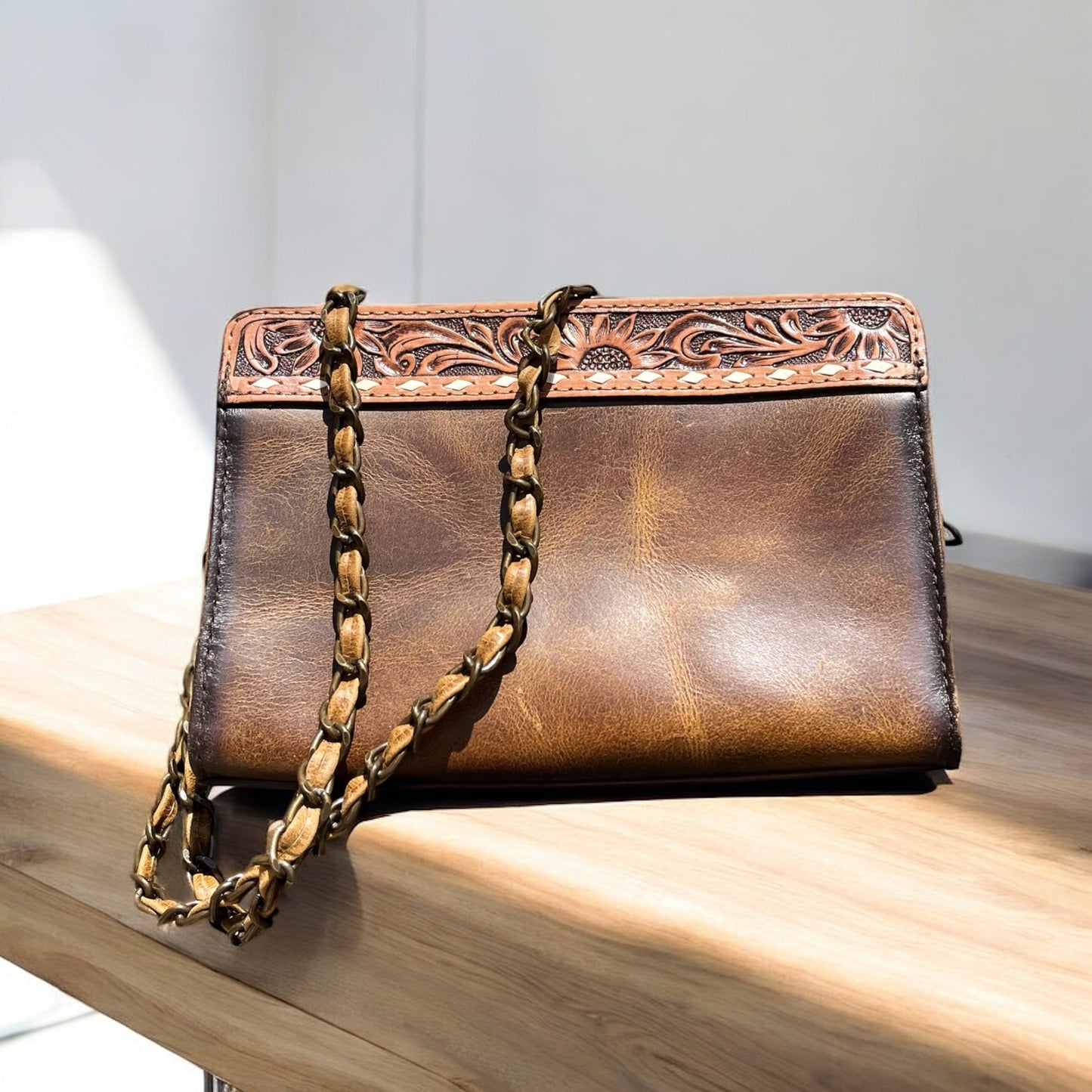 Mia tooled leather crossbody bag