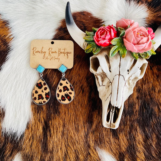 Teardrop Leather Drop Post Earring