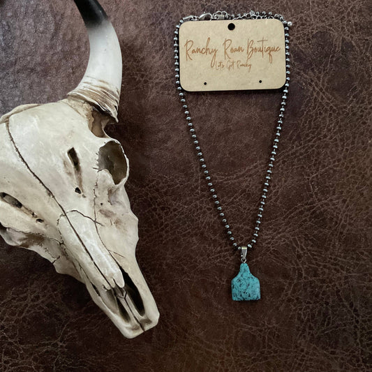 Western Turquoise Ear Tag Necklace