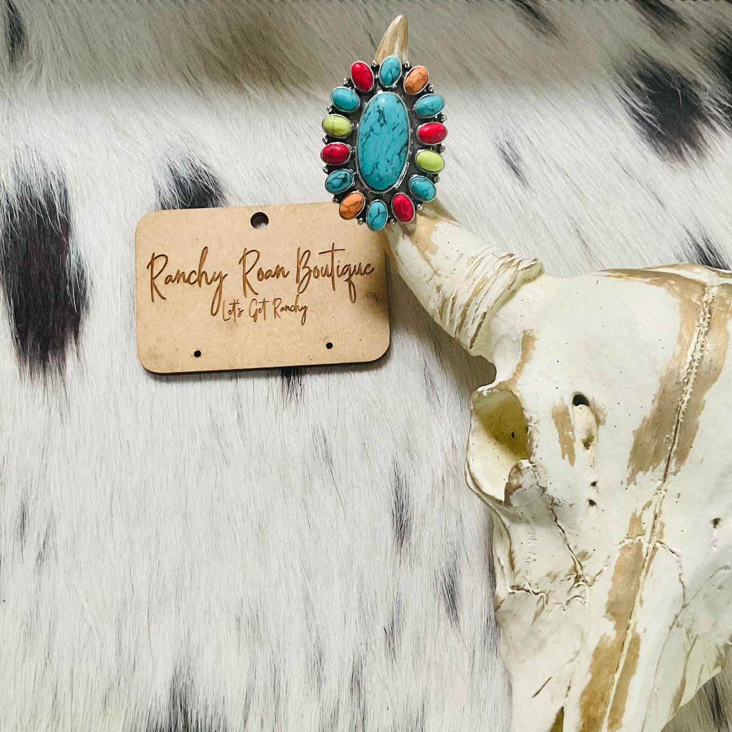 Multi Colored Western Style Stretch Ring