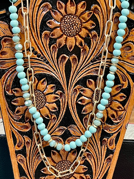 Turquoise Gold Layered Necklace