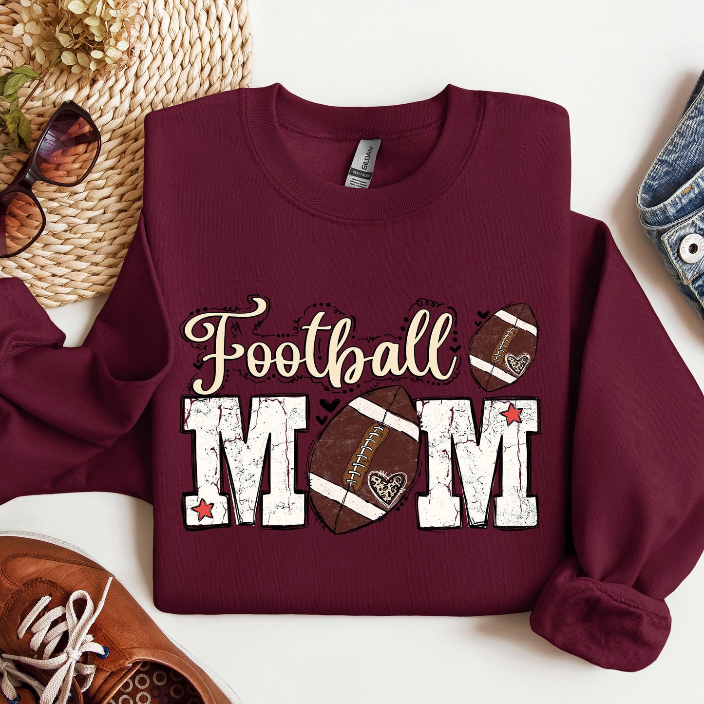 Football Mom, Sports, Game Day, Big Game, Touchdown, Tailgate Party Sweatshirt
