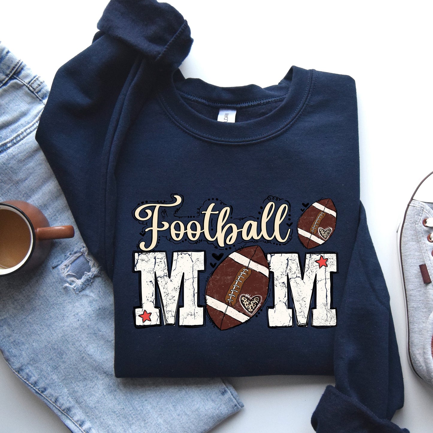 Football Mom, Sports, Game Day, Big Game, Touchdown, Tailgate Party Sweatshirt