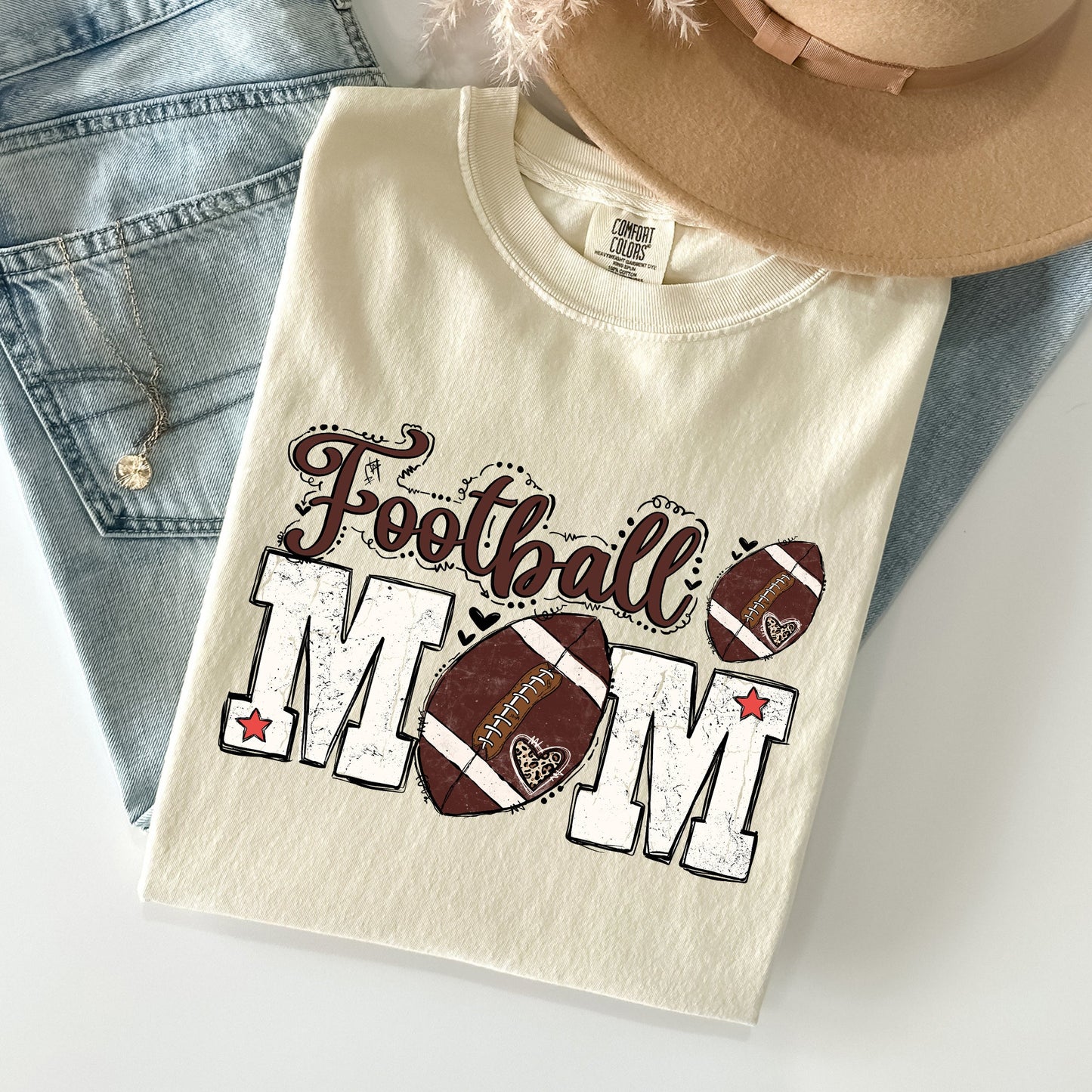 Football Mom, Sports, Game Day, Big Game, Touchdown, Tailgate Party Tshirt Comfort Colors T-Shirt