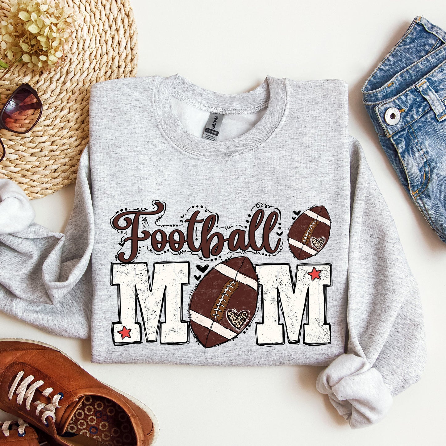 Football Mom, Sports, Game Day, Big Game, Touchdown, Tailgate Party Sweatshirt