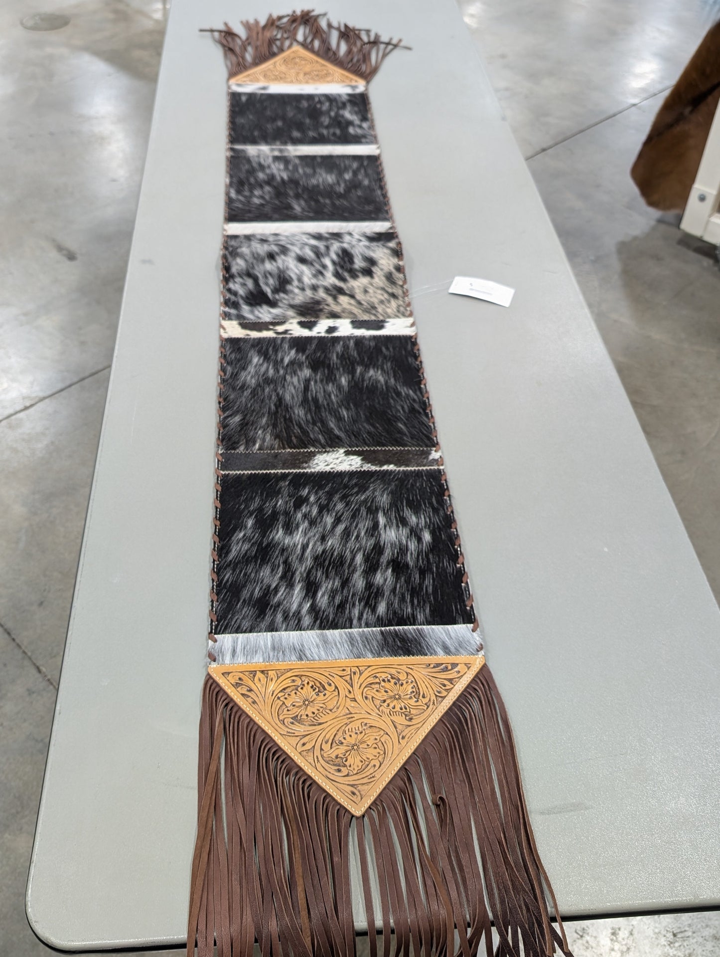 Genuine Cowhide Table Runner – Leather Lace Detail