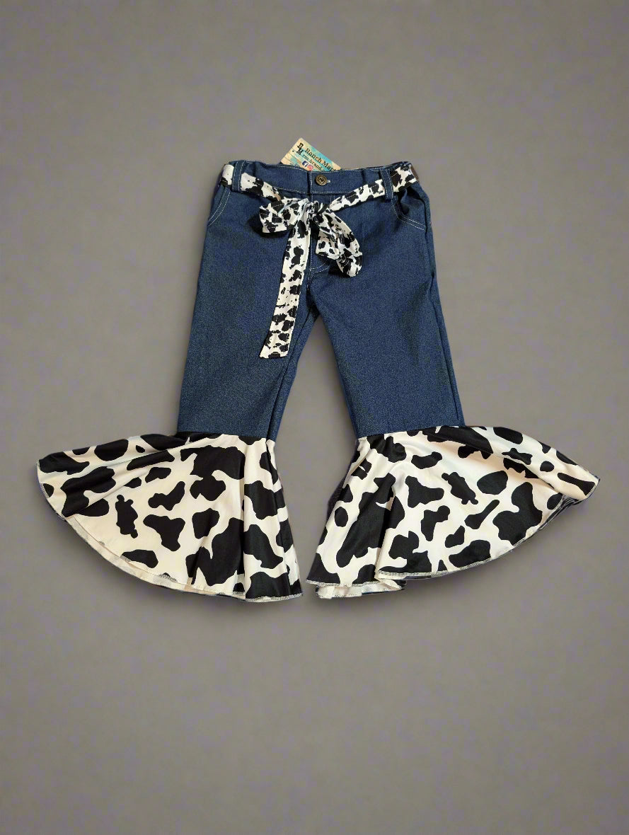 Toddler Blue Jeans with Cow Bell bottoms