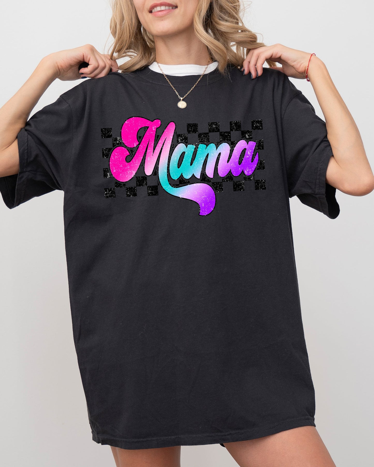 Groovy Mama, Checkered, Lightening Bolt, Colorful, Mother, Mom, Retro Shirt Comfort Colors T-Shirt