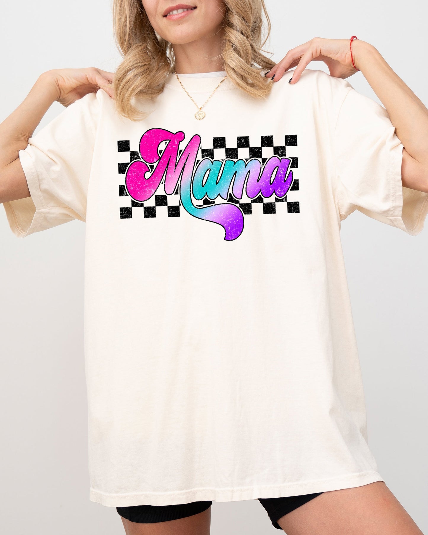 Groovy Mama, Checkered, Lightening Bolt, Colorful, Mother, Mom, Retro Shirt Comfort Colors T-Shirt