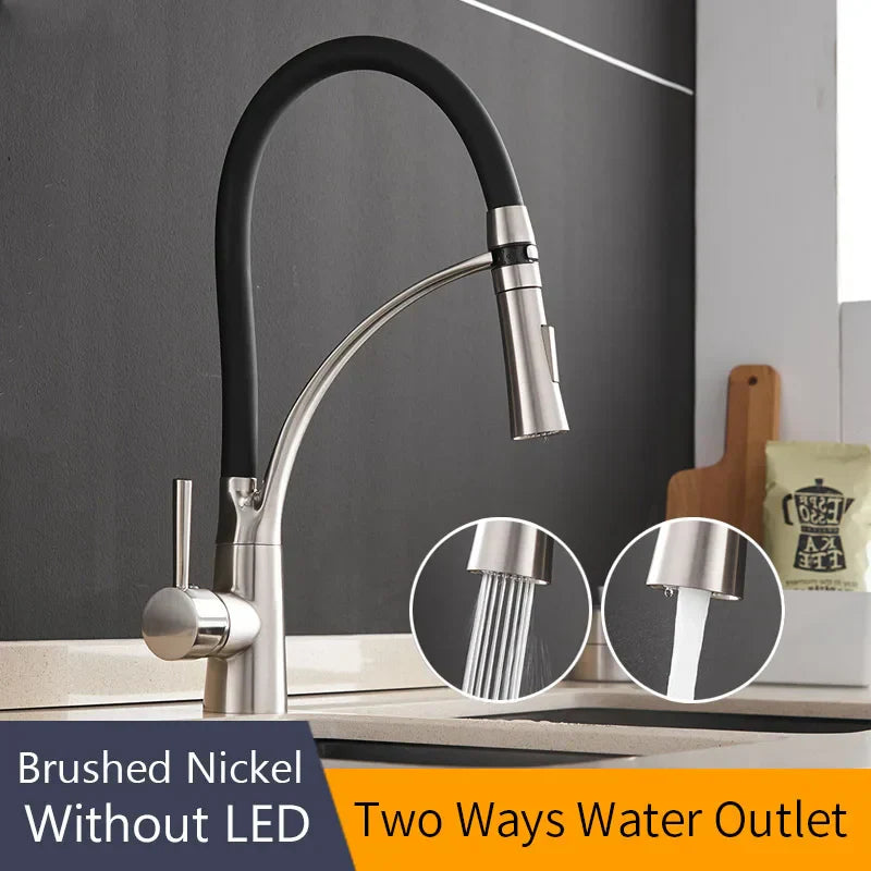 DecorBites™ LED Kitchen Faucet with Rubber Design and Single Handle Pull Down