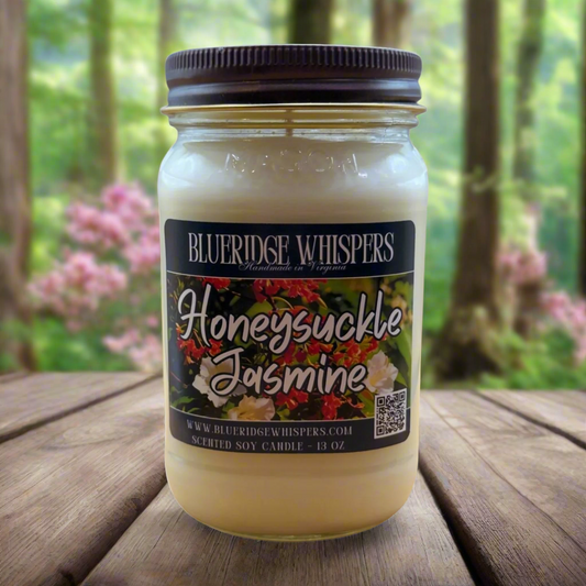Honeysuckle Jasmine – Southern Floral Soy Candle | 16 oz Mason Jar