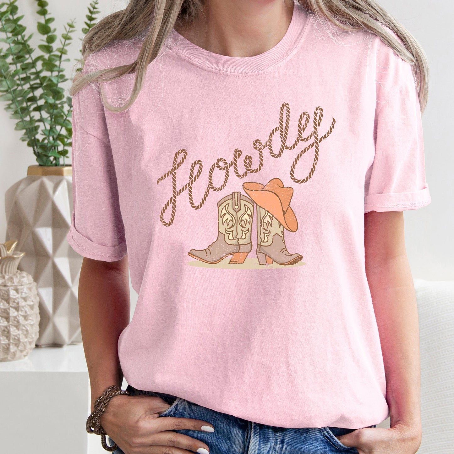 Howdy, Cowboy Boots, Western, Country, Cowgirl, Tshirt Comfort Colors T-Shirt