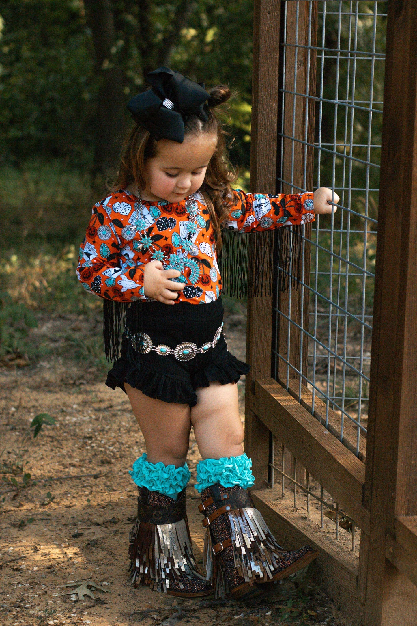 Haunted honky tonk fringe leo/top