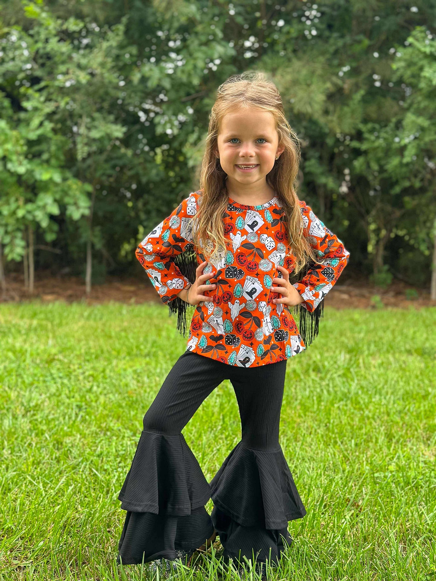 Haunted honky tonk fringe leo/top