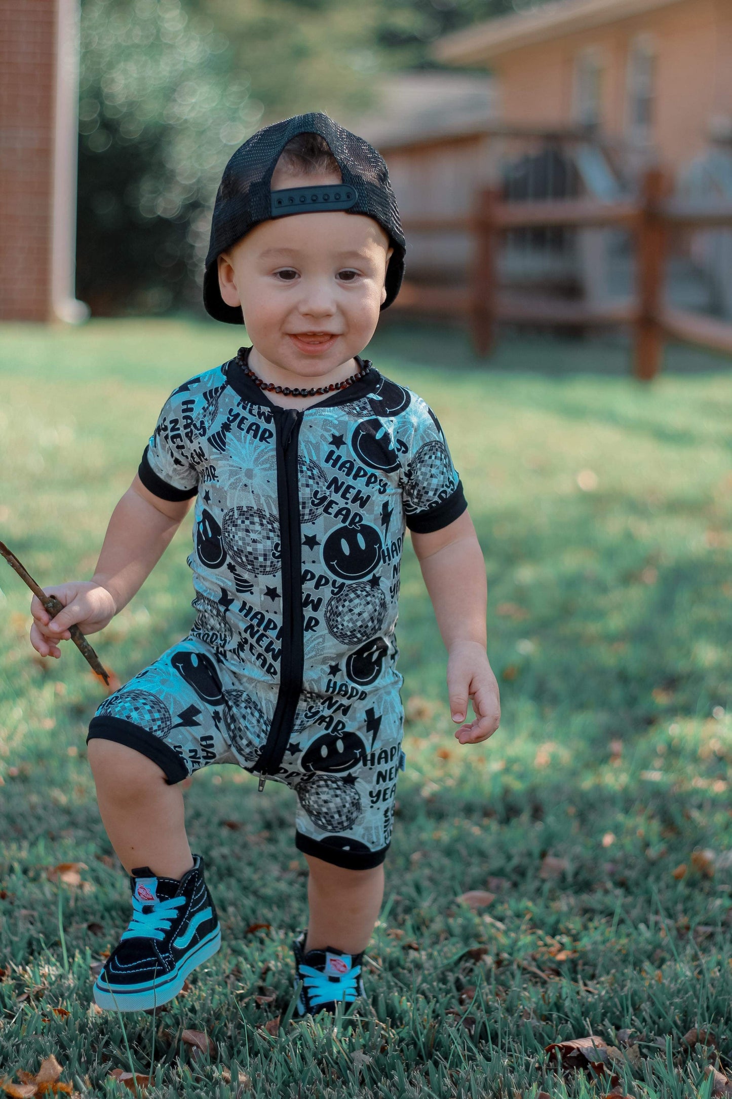 Happy New Year Bamboo Shortie Romper (FINAL SALE)