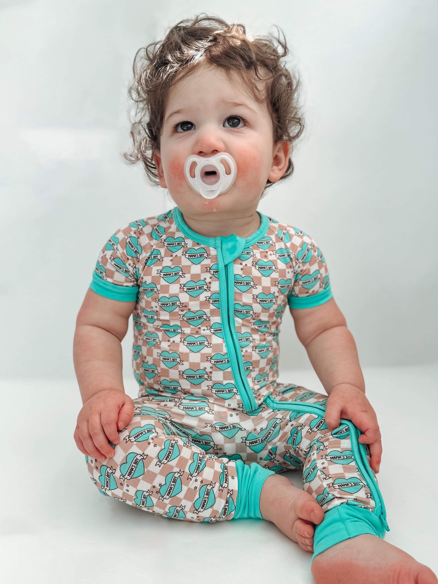 Checkered Mama's Boy Short Sleeve Bamboo Sleeper (FINAL SALE)