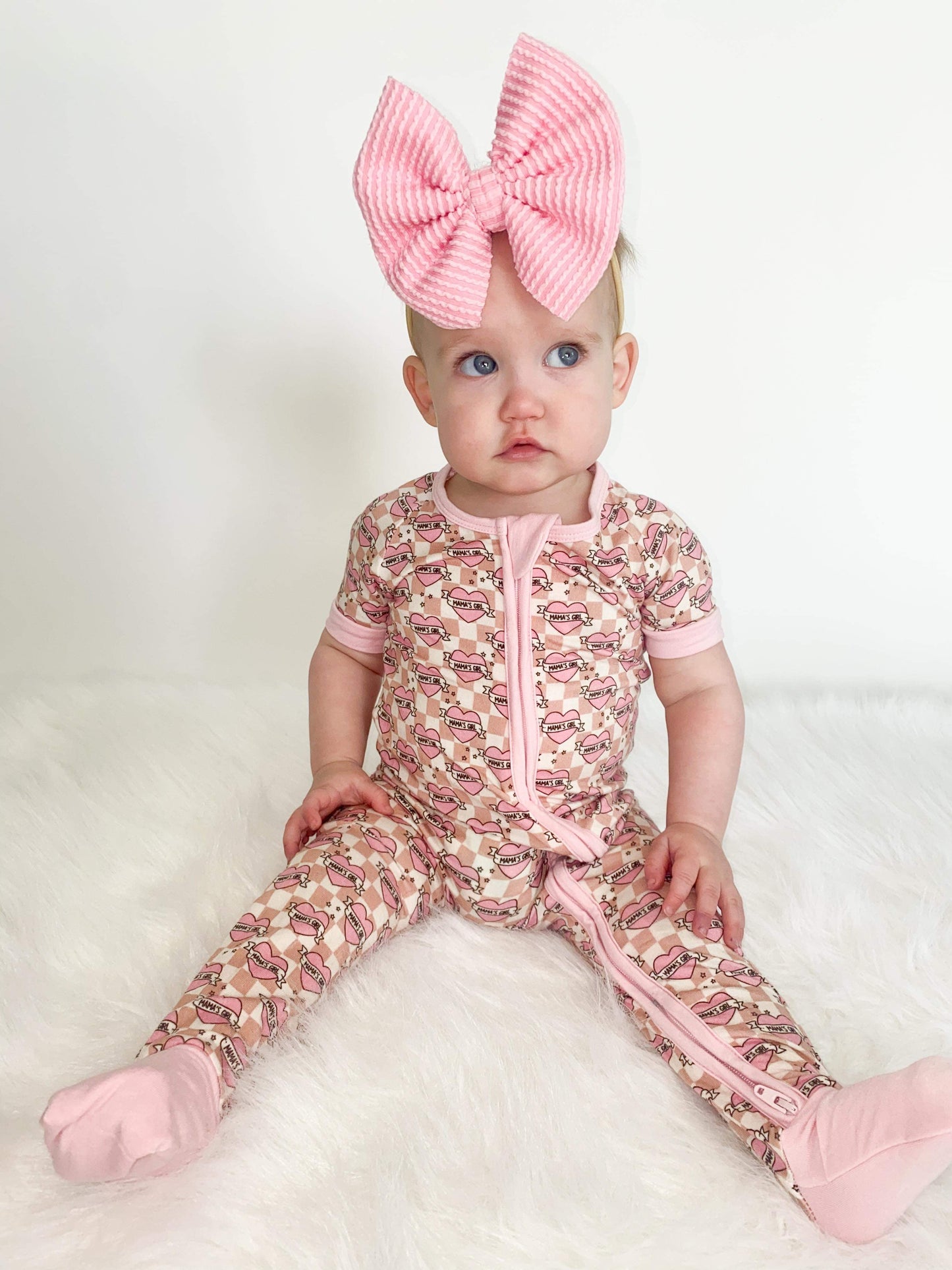 Checkered Mama's Girl Short Sleeve Bamboo Sleeper (FINAL SALE)