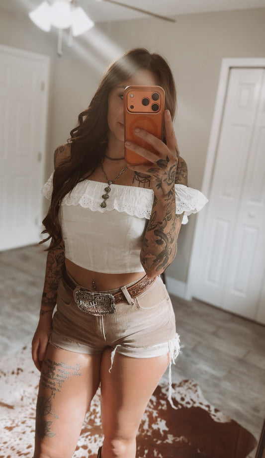 Liv Lace Trim Crop Top