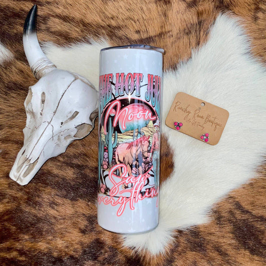 Hot July Moon Cowgirl Western Skinny Tumbler
