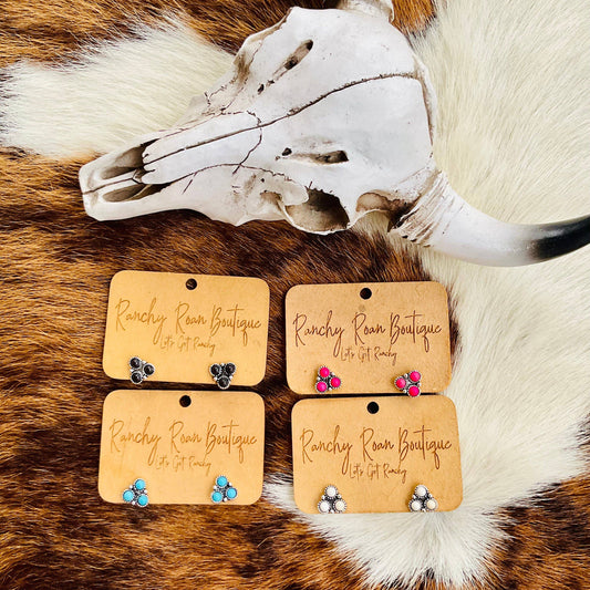 Western Triangle Stone Stud Earrings