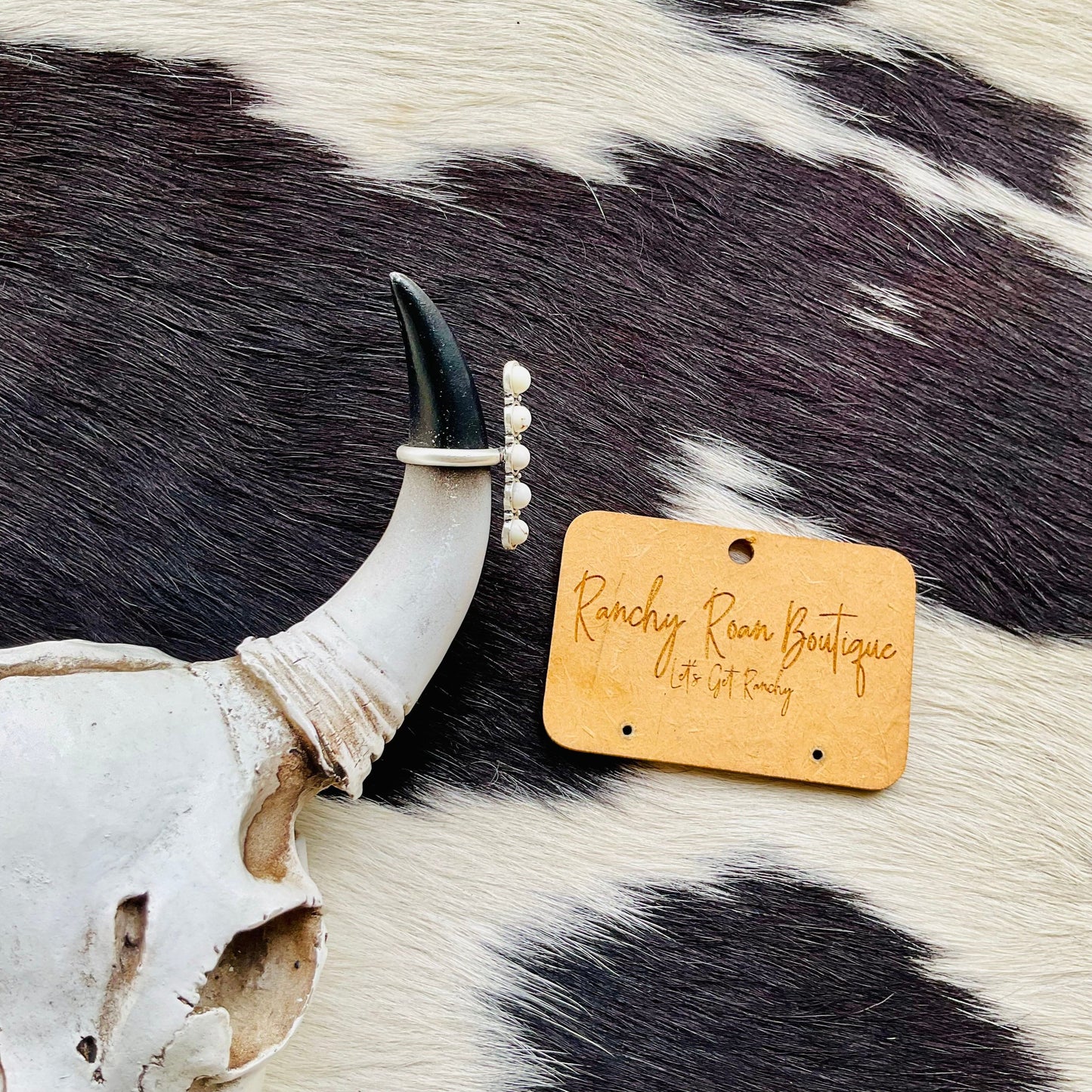 White Turquoise Bar Adjustable Ring