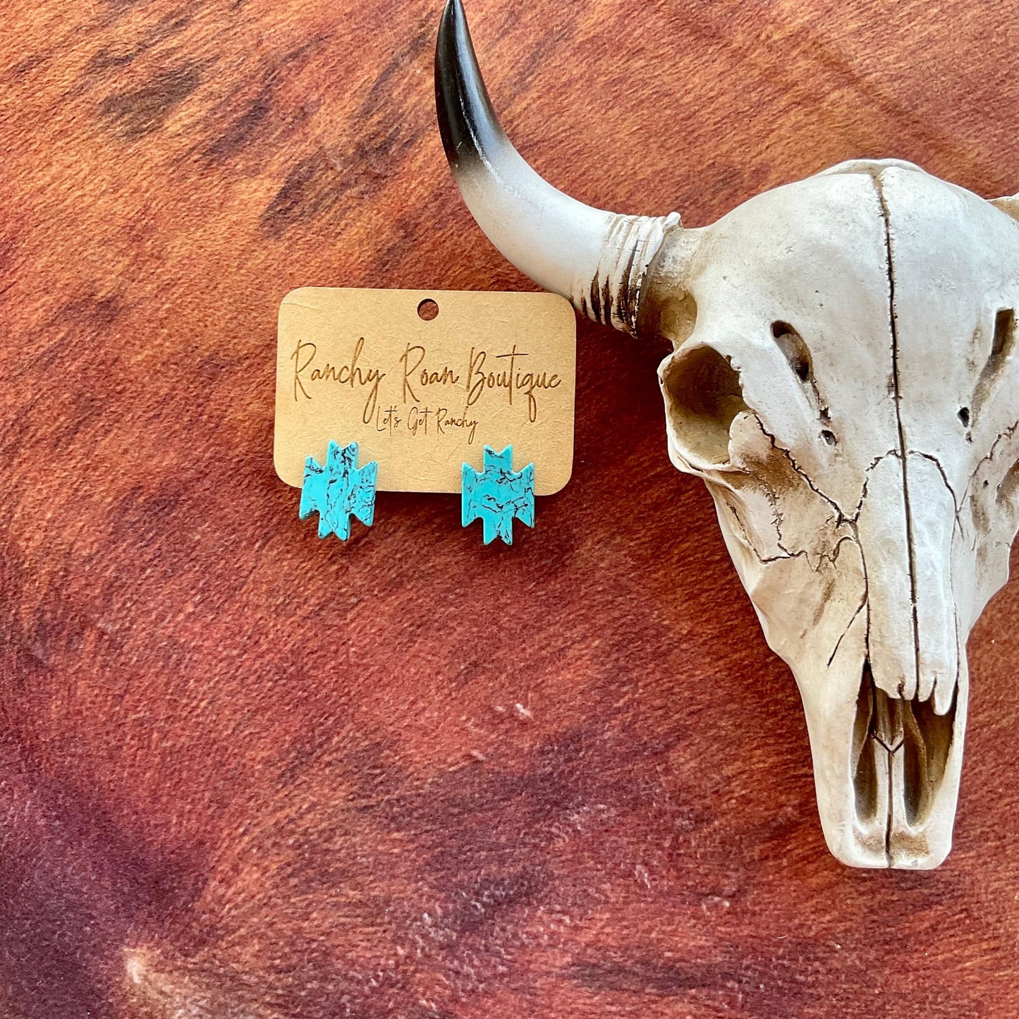 Western Aztec Stud Turquoise Earrings
