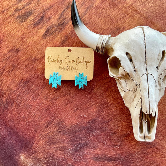 Western Aztec Stud Turquoise Earrings