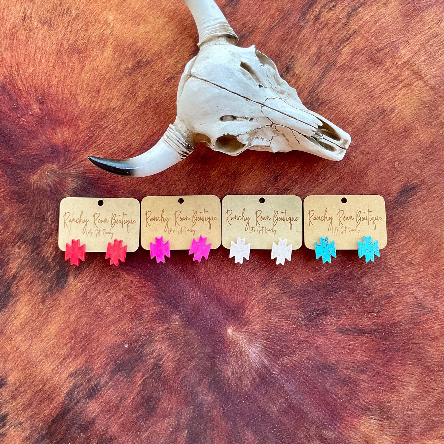 Western Aztec Stud Turquoise Earrings