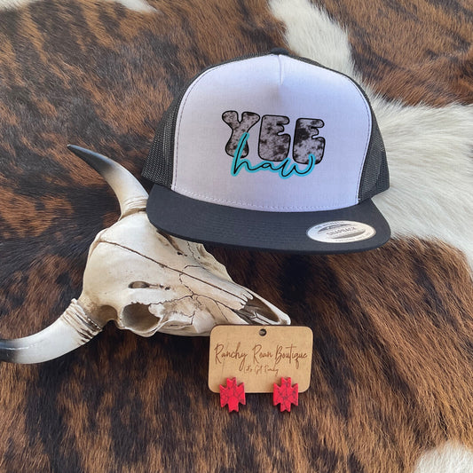Yee Haw Cowhide Western Foam Trucker Hat