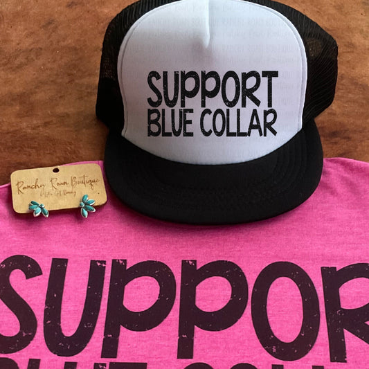 Support Blue Collar Western Foam Trucker Hat