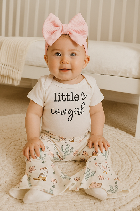Pink Cowgirl Baby Bell Bottoms